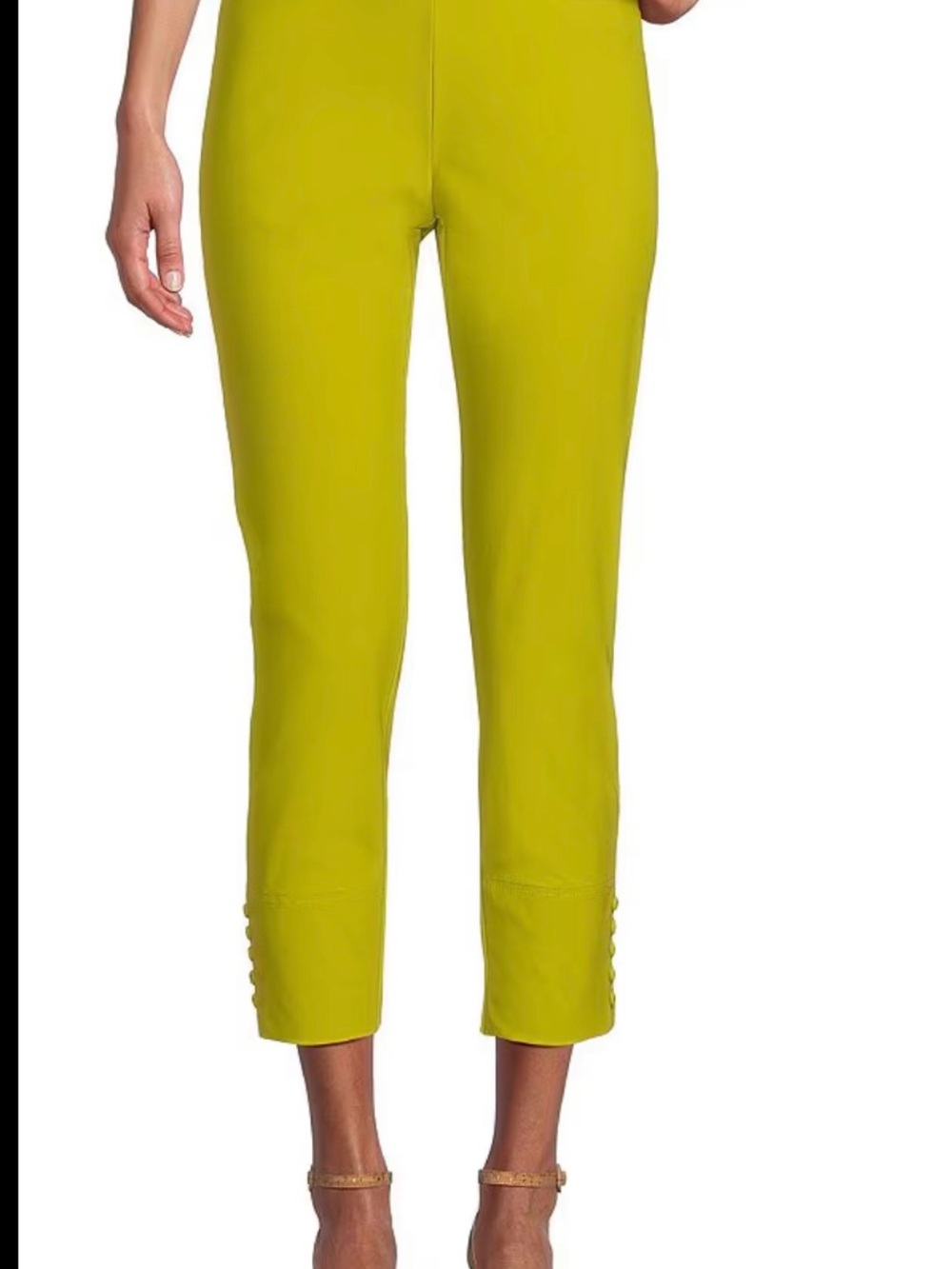 89th & Madison Cropped Slim Leg Pants in Chartreuse